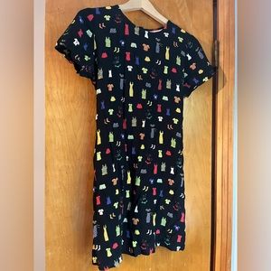 Vintage black printed mini dress